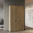 Chicago 3 Door 2 Drawer Oak Effect 120cm Space Saving Triple Wardrobe - FurniComp