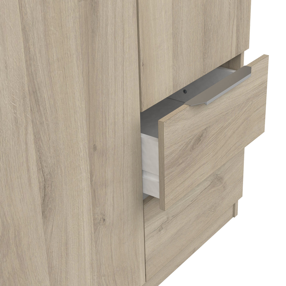 Chicago 3 Door 2 Drawer Oak Effect 120cm Space Saving Triple Wardrobe - FurniComp