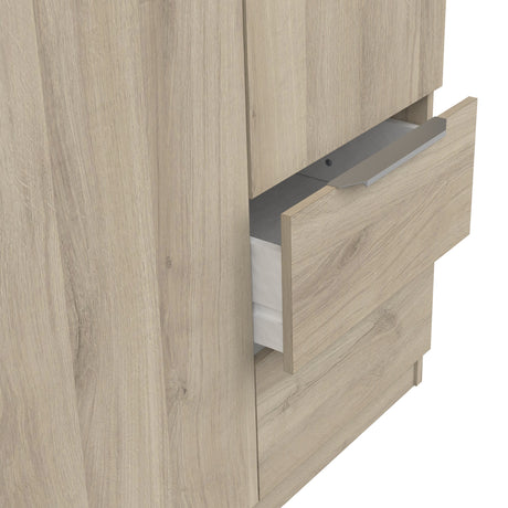 Chicago 3 Door 2 Drawer Oak Effect 120cm Space Saving Triple Wardrobe - FurniComp