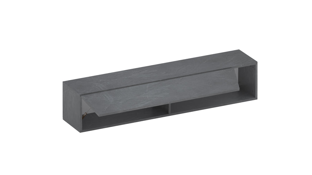 Combo 138cm Floating Wall Hung TV Unit with Shaped Door - Lead Grey COM-26-08 - FurniComp