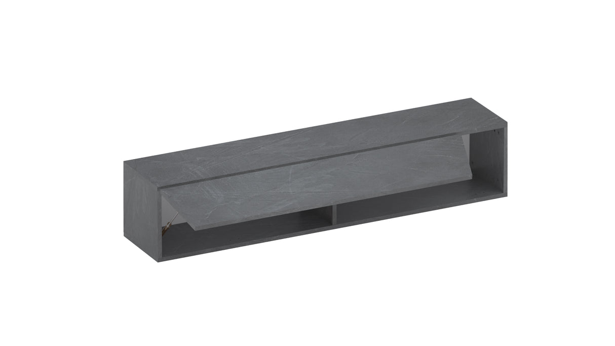 Combo 138cm Floating Wall Hung TV Unit with Shaped Door - Lead Grey COM-26-08 - FurniComp