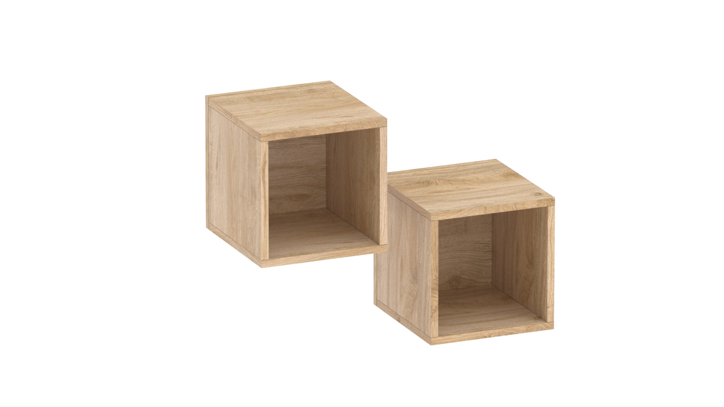 Combo 28cm Floating Wall Cube Set of 2 - Cadiz Oak COM-311-09 - FurniComp