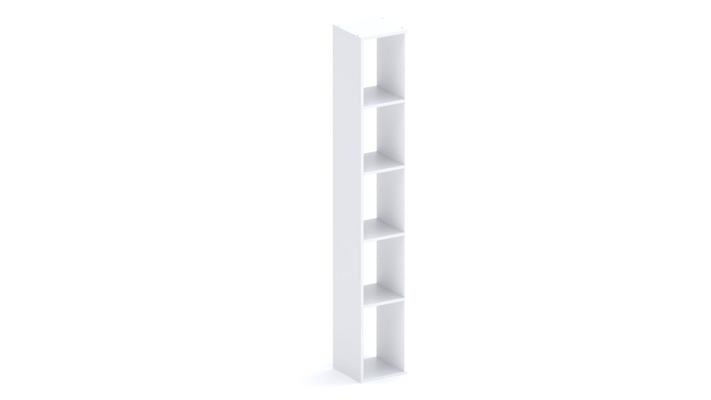 Combo 28cm Tall Narrow Bookcase - White Gloss COM-45-01 - FurniComp