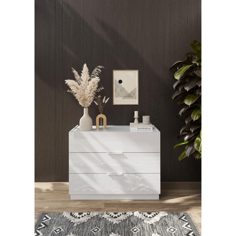 Cuba 3 Drawer 110cm Chest of Drawers - White High Gloss - FurniComp