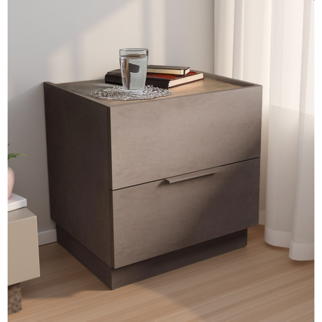 Cuba 2 Drawer Bedside Table - Bronze & Mercure Oak - FurniComp