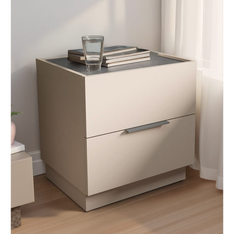 Cuba 2 Drawer Bedside Table - Cashmere & Anthracite - FurniComp