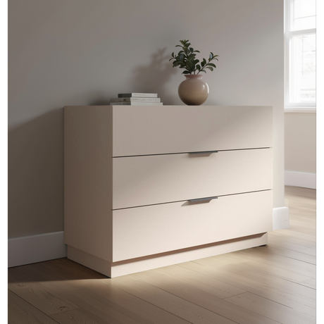 Cuba 3 Drawer 110cm Chest of Drawers - Cashmere & Anthracite - FurniComp