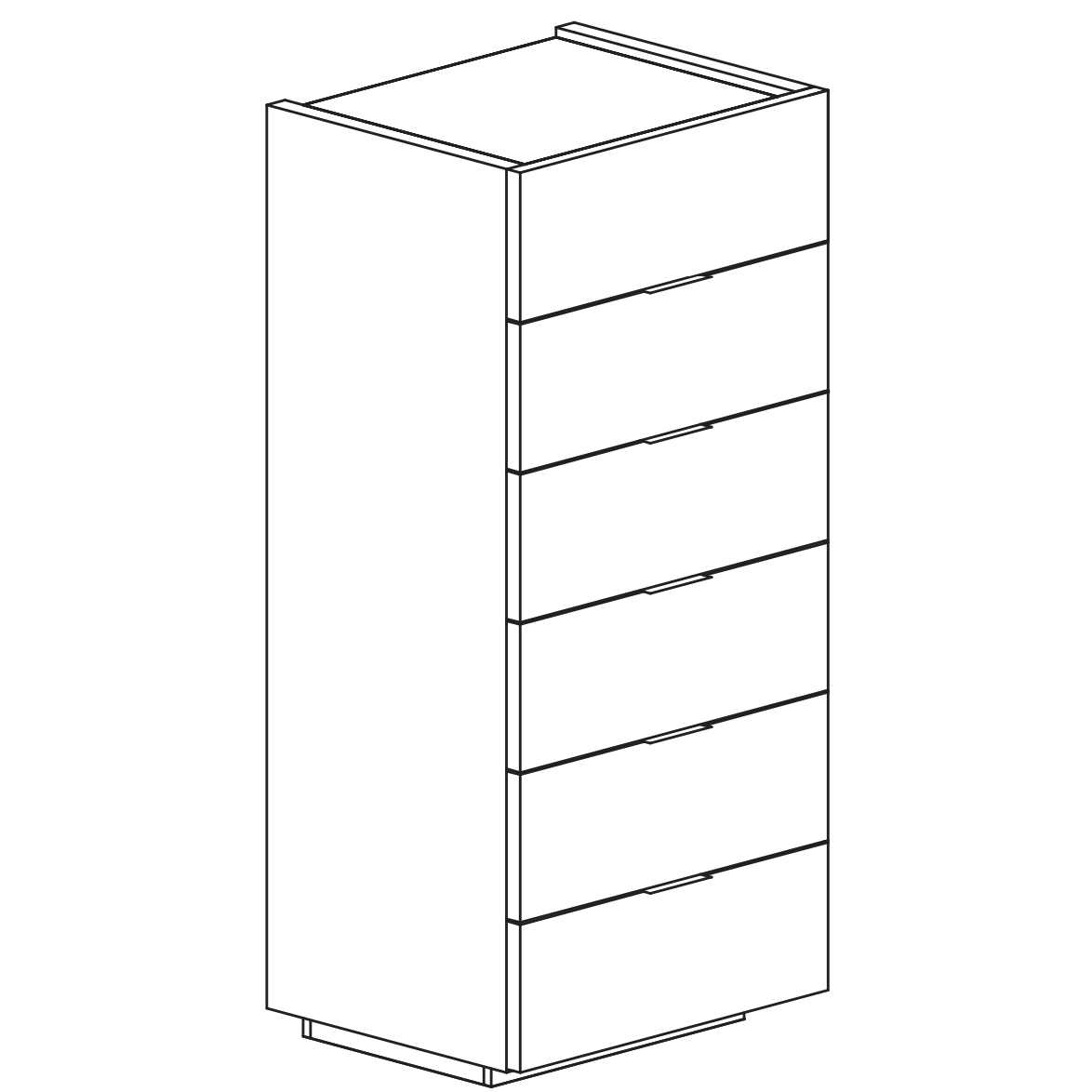 Cuba 6 Drawer 50cm Tall Chest of Drawers - White High Gloss - FurniComp