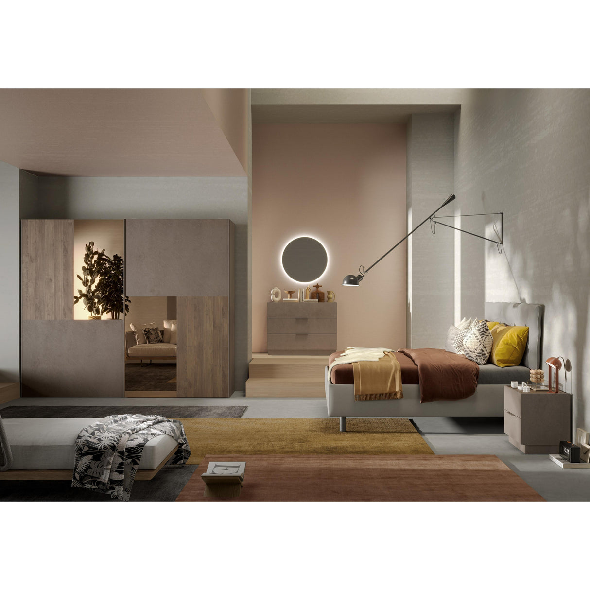 Cuba 2 Drawer Bedside Table - Bronze & Mercure Oak - FurniComp