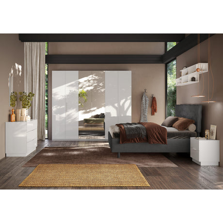 Cuba 2 Drawer Bedside Table - White High Gloss - FurniComp