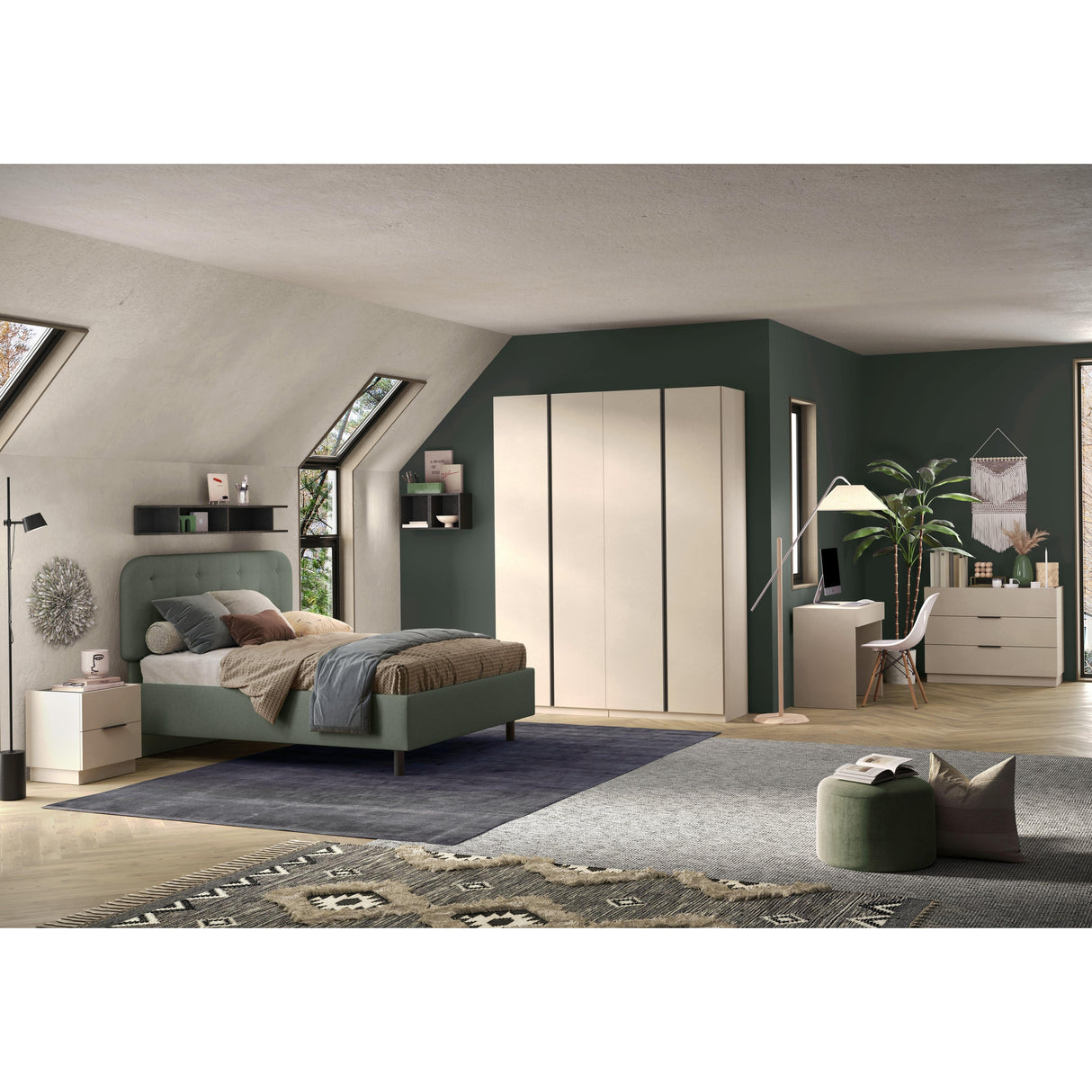 Cuba 2 Drawer Bedside Table - Cashmere & Anthracite - FurniComp