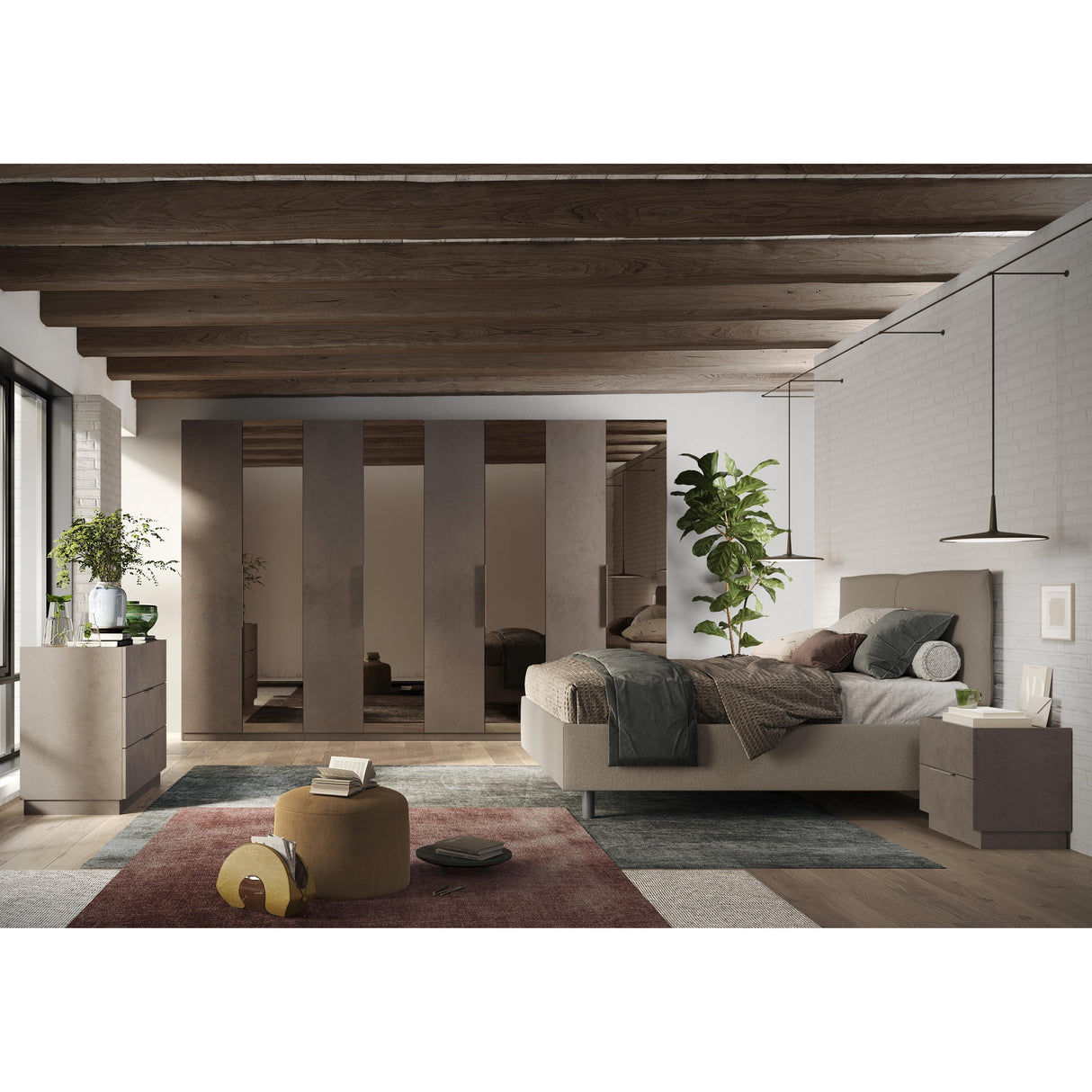 Cuba 2 Drawer Bedside Table - Bronze & Mercure Oak - FurniComp