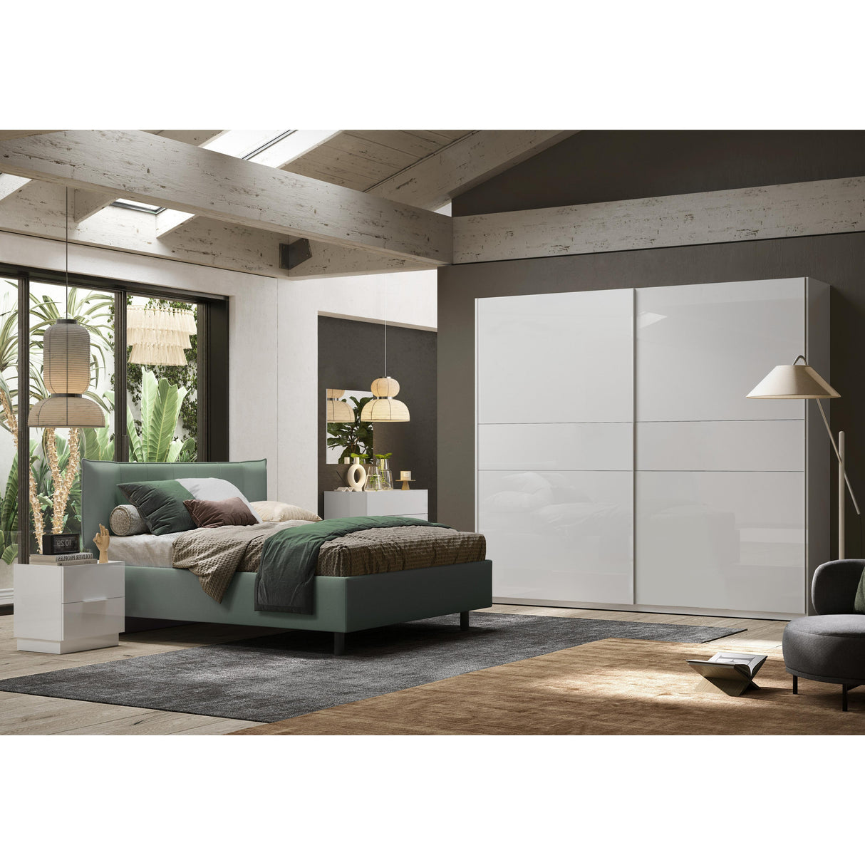 Cuba 2 Drawer Bedside Table - White High Gloss - FurniComp