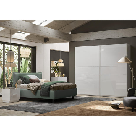 Cuba 2 Drawer Bedside Table - White High Gloss - FurniComp