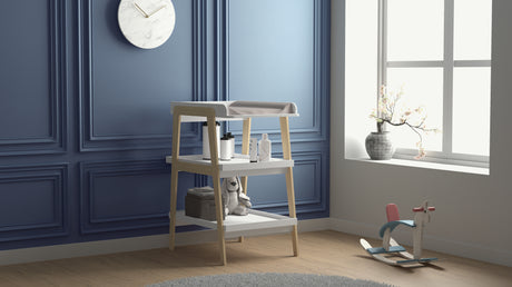 Daisy 3 Tier Open Baby Changing Unit- White & Oak - FurniComp