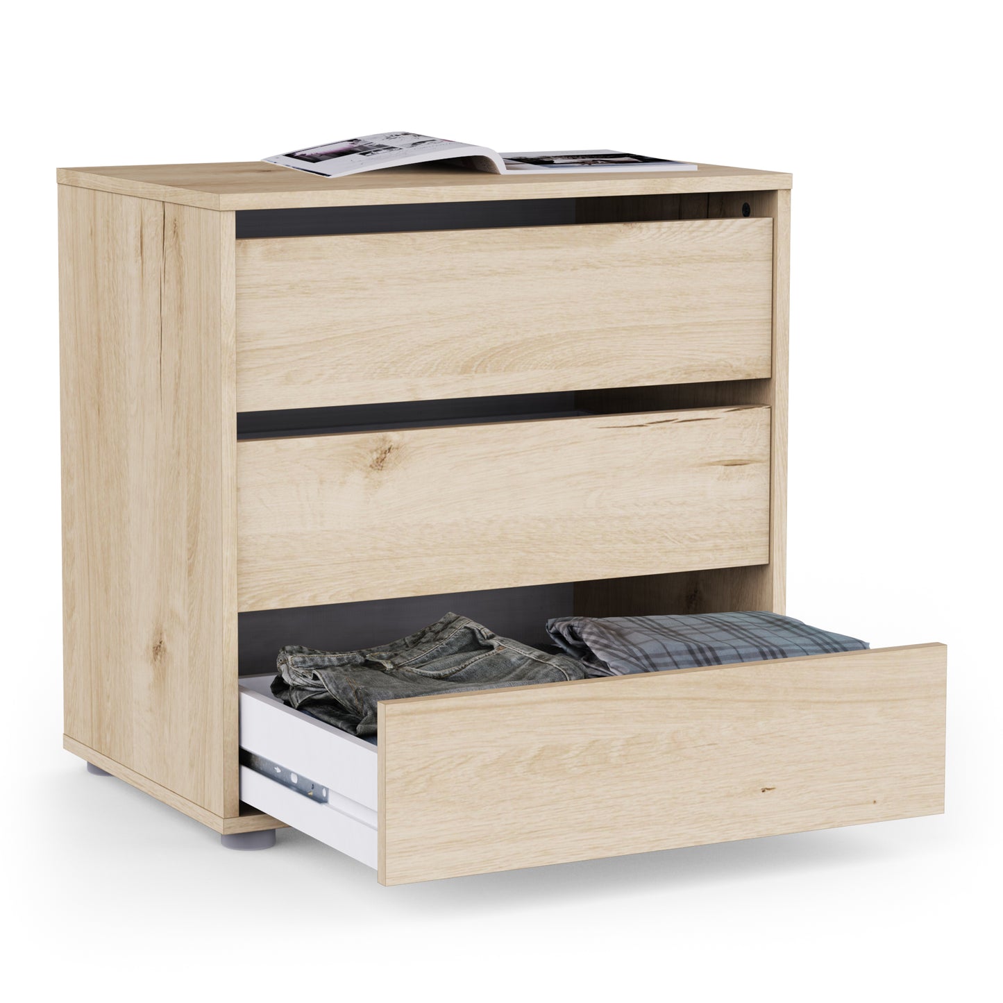 Dallas Universal 3 Drawers Royal Oak 60cm Internal Chest of Drawers for Wardrobes - FurniComp