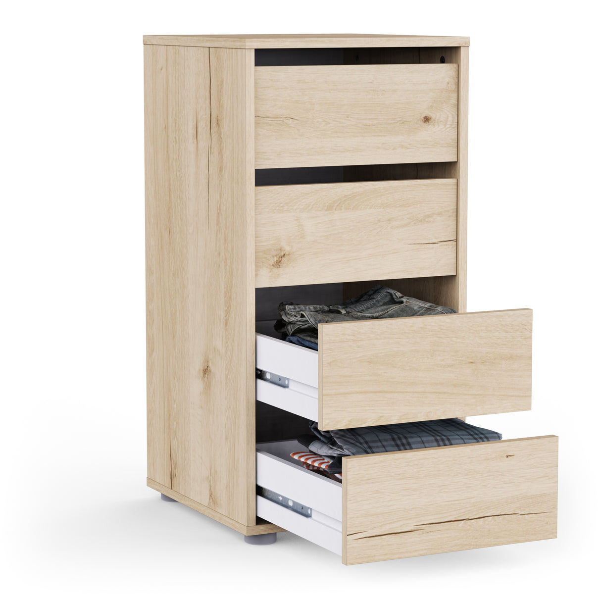 Dallas Universal 4 Drawers Royal Oak 40cm Tall Narrow Internal Chest of Drawers for Wardrobes - FurniComp