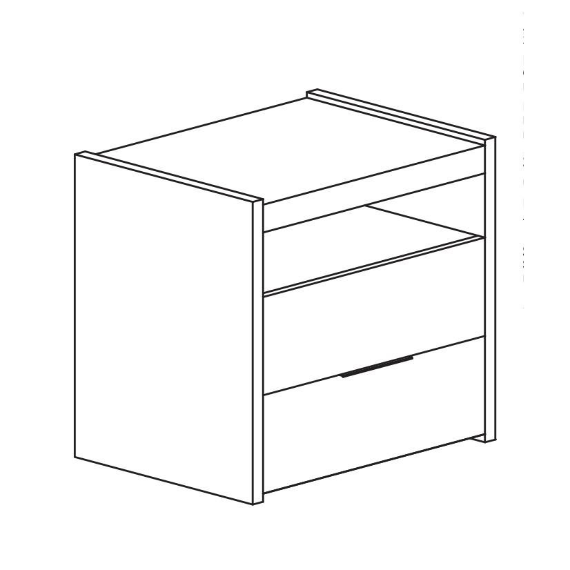 Dune 2 Drawer Bedside Table - White High Gloss - FurniComp