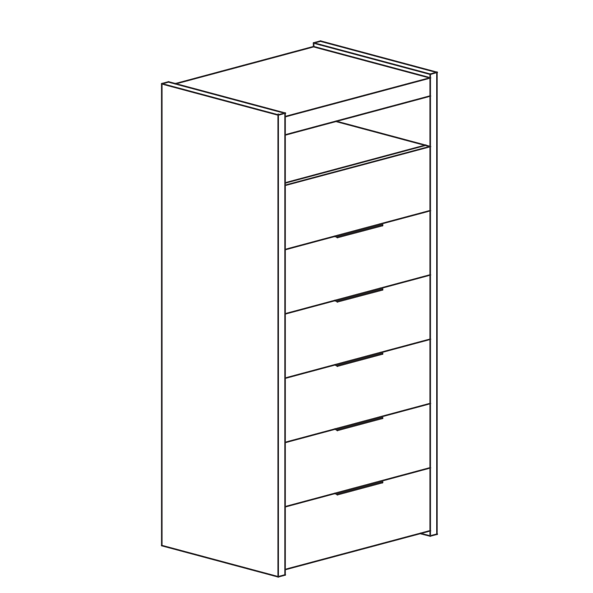 Dune 6 Drawer 50cm Tall Chest of Drawers - White High Gloss - FurniComp