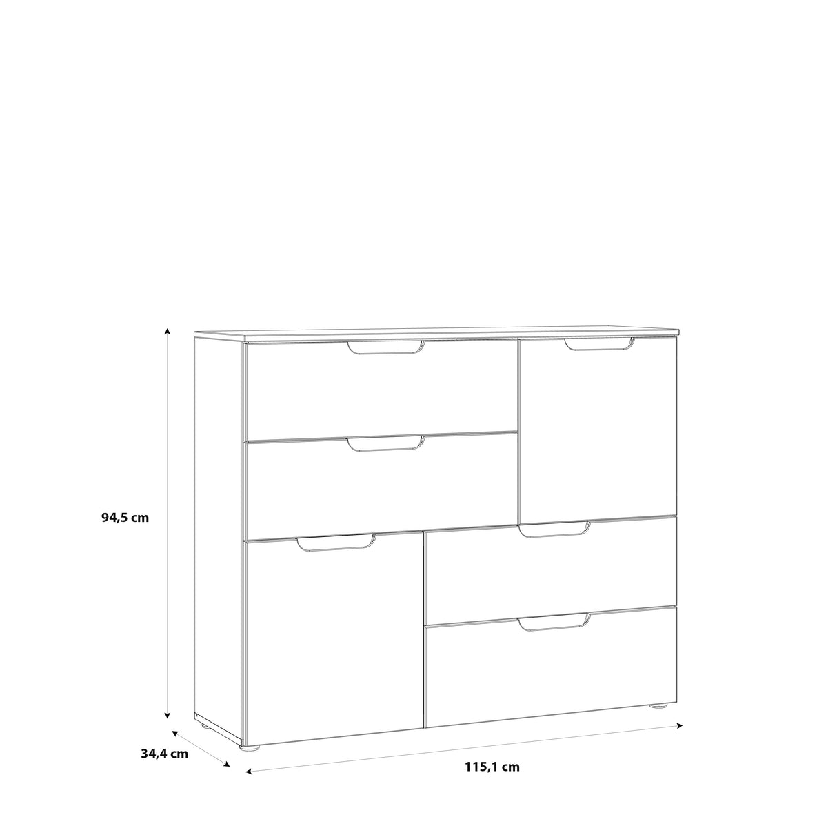 Ella 2 Door 4 Drawer Small White Gloss Sideboard - FurniComp