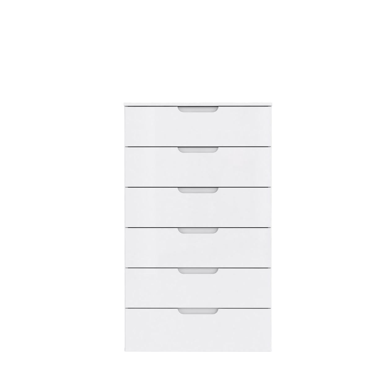 Ella 6 Drawer White Gloss Tall Chest of Drawers - FurniComp