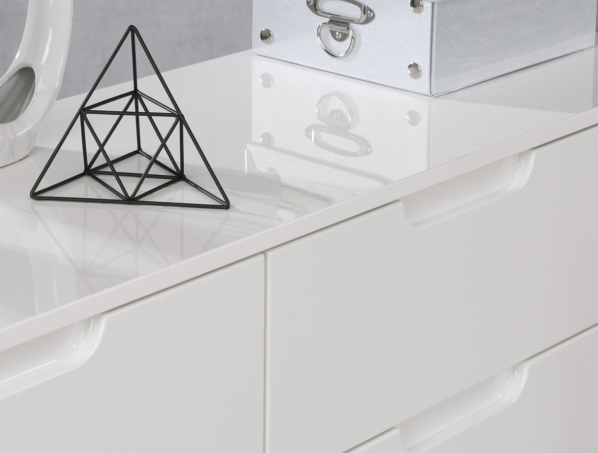 Ella 4 Drawer Tall Slim White Gloss and Oak Shoe Cabinet - FurniComp