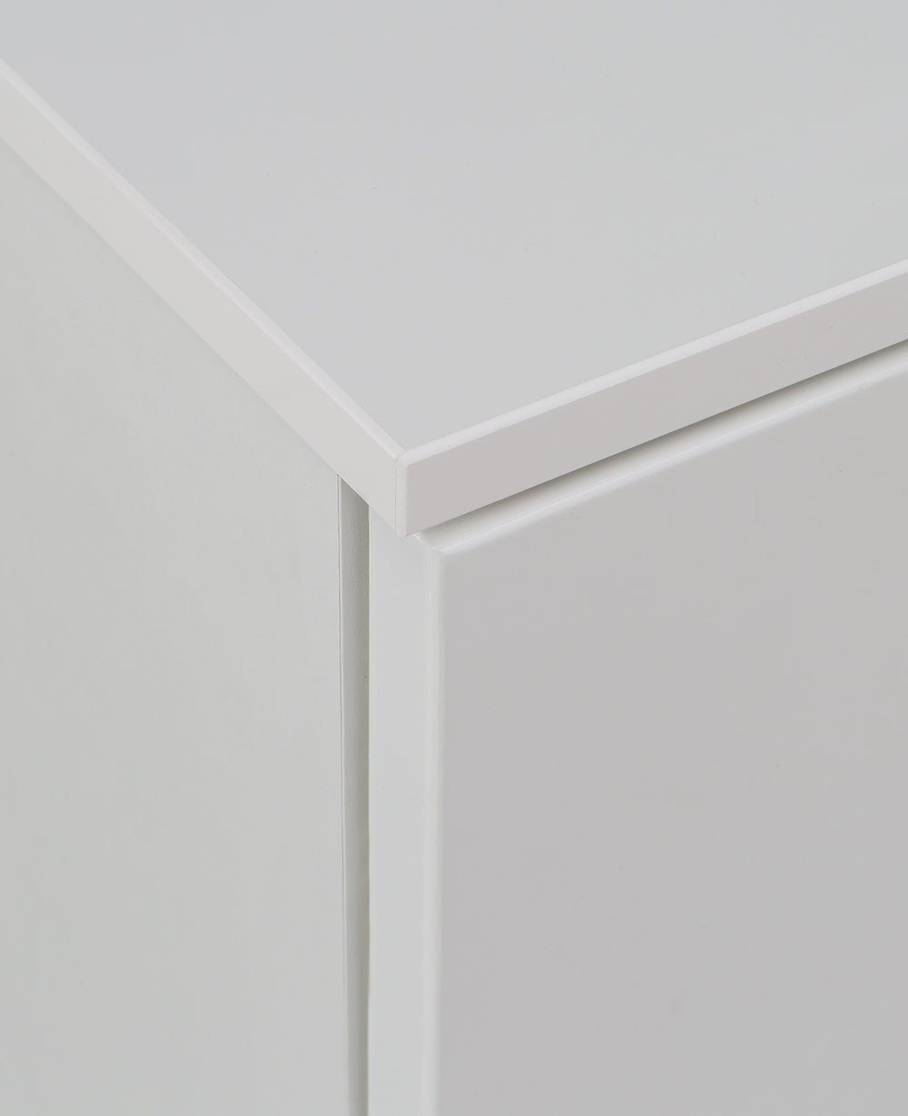Ella 2 Drawer White Gloss Bedside Table - FurniComp