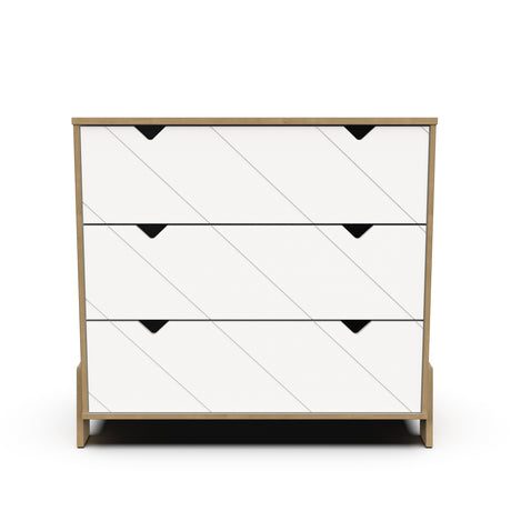 Elsie 3 Drawer Chest Of Drawers- Matt White & Hamilton Oak - FurniComp