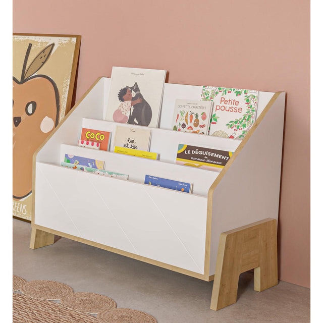 Elsie 3-Tier Kids Bookcase- Matt White & Hamilton Oak - FurniComp