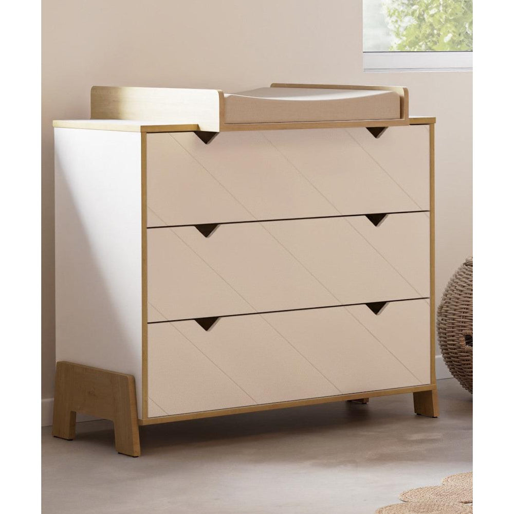 Elsie Changing Table Topper- Matt White & Hamilton Oak - FurniComp