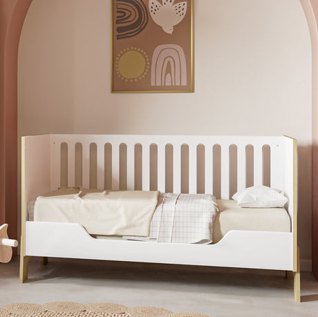 Elsie 70x140cm Convertible Cot Bed - Matt White & Hamilton Oak - FurniComp