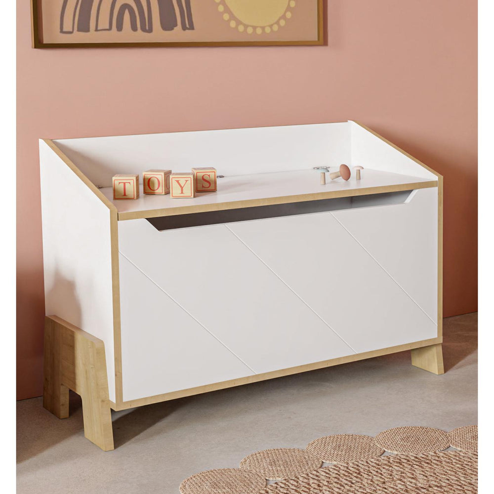 Elsie Toy Storage Bench-Matt White & Hamilton Oak - FurniComp