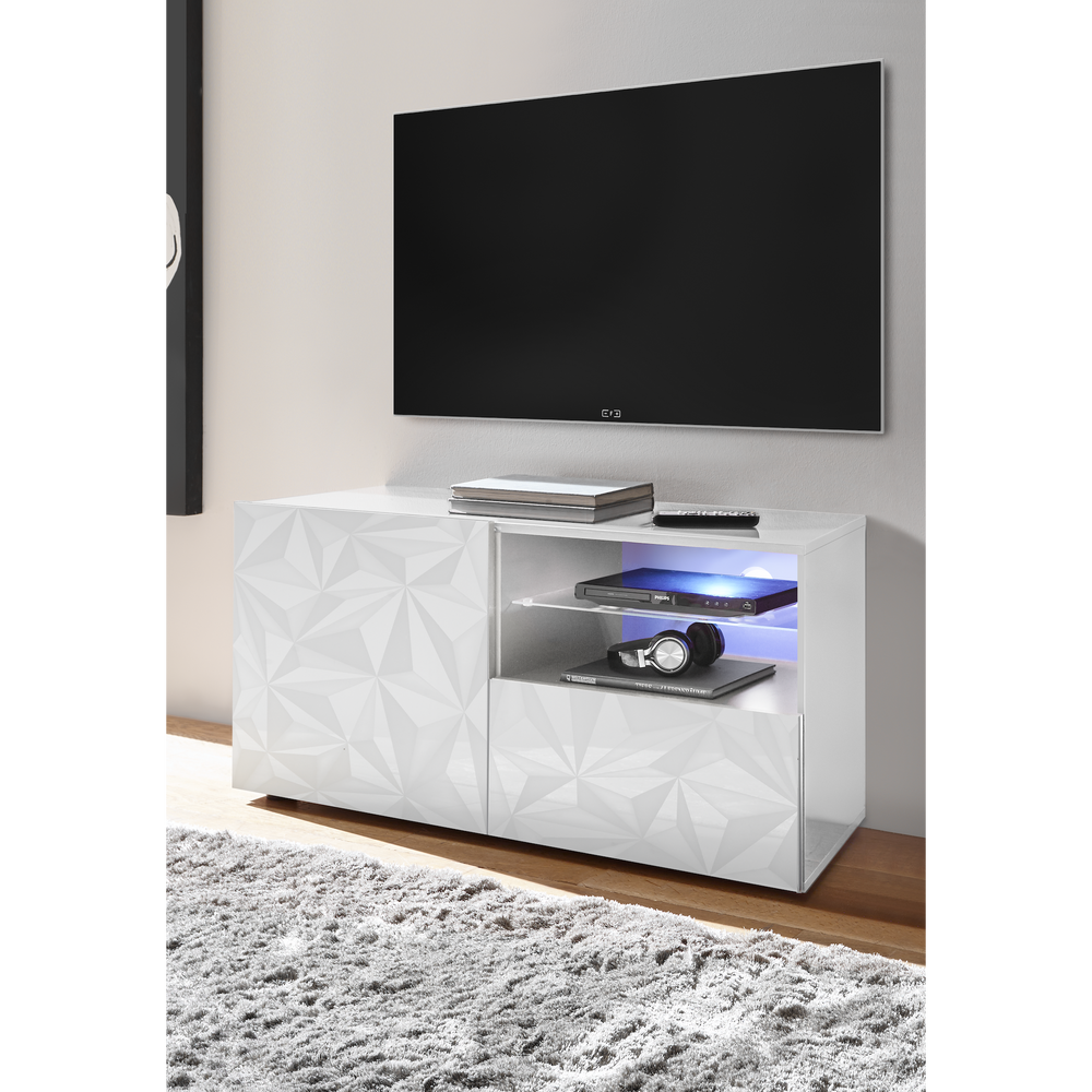 Evora 1 Door 1 Drawer White Gloss TV Stand - FurniComp