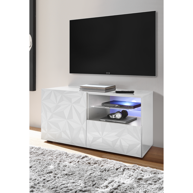 Evora 1 Door 1 Drawer White Gloss TV Stand - FurniComp