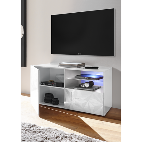 Evora 1 Door 1 Drawer White Gloss TV Stand - FurniComp