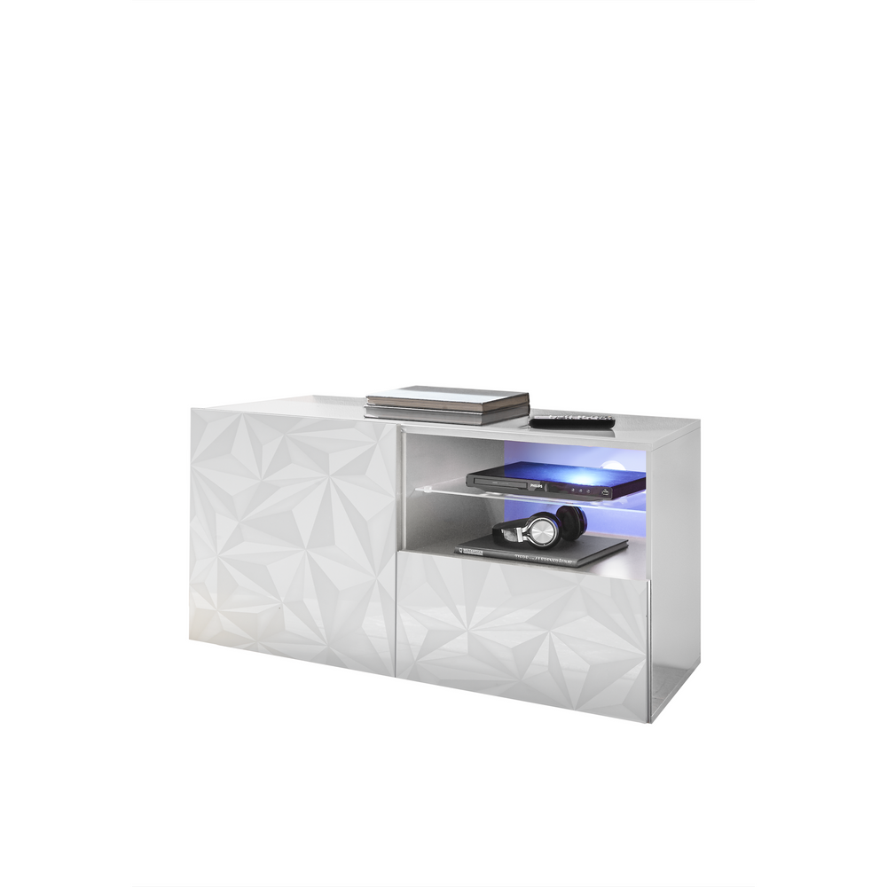 Evora 1 Door 1 Drawer White Gloss TV Stand - FurniComp