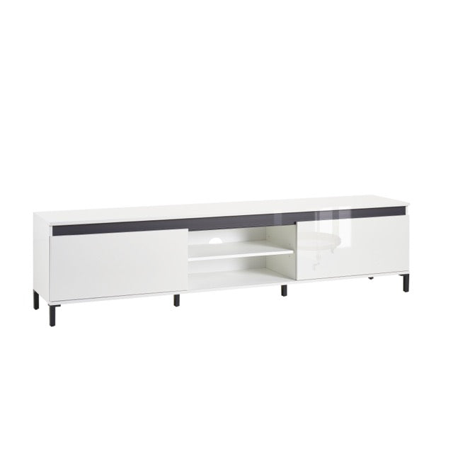 Cancun 2 Door 200cm White Gloss and Anthracite TV Stand - FurniComp