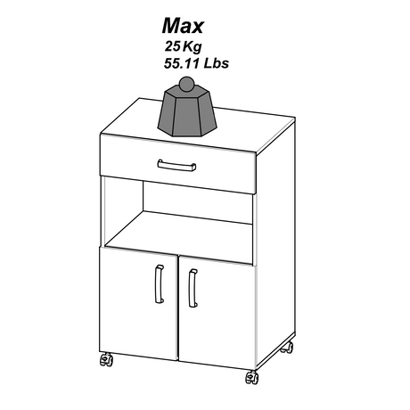 Harvey Kitchen Pantry Trolley with Microwave Shelf - Matt White & Kronberg Oak - FurniComp