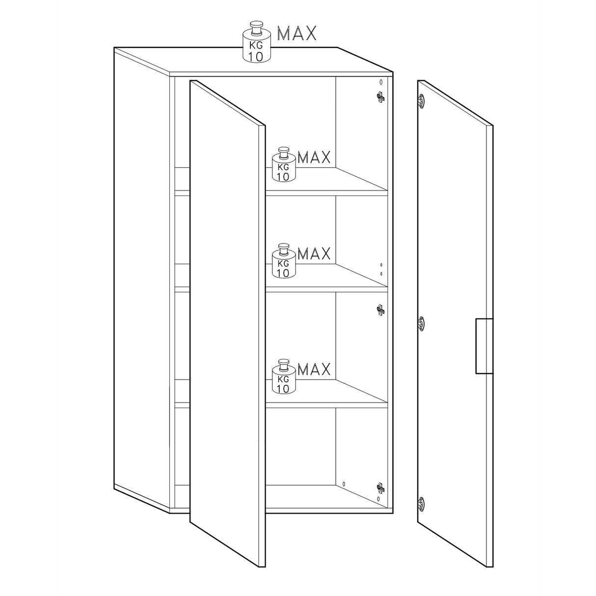 Kompact Black and Pero Oak Tall 2 Door Storage Cupboard/Filing Cabinet - FurniComp