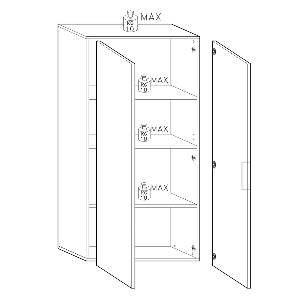 Kompact White Gloss Tall 2 Door Storage Cupboard/Filing Cabinet - FurniComp
