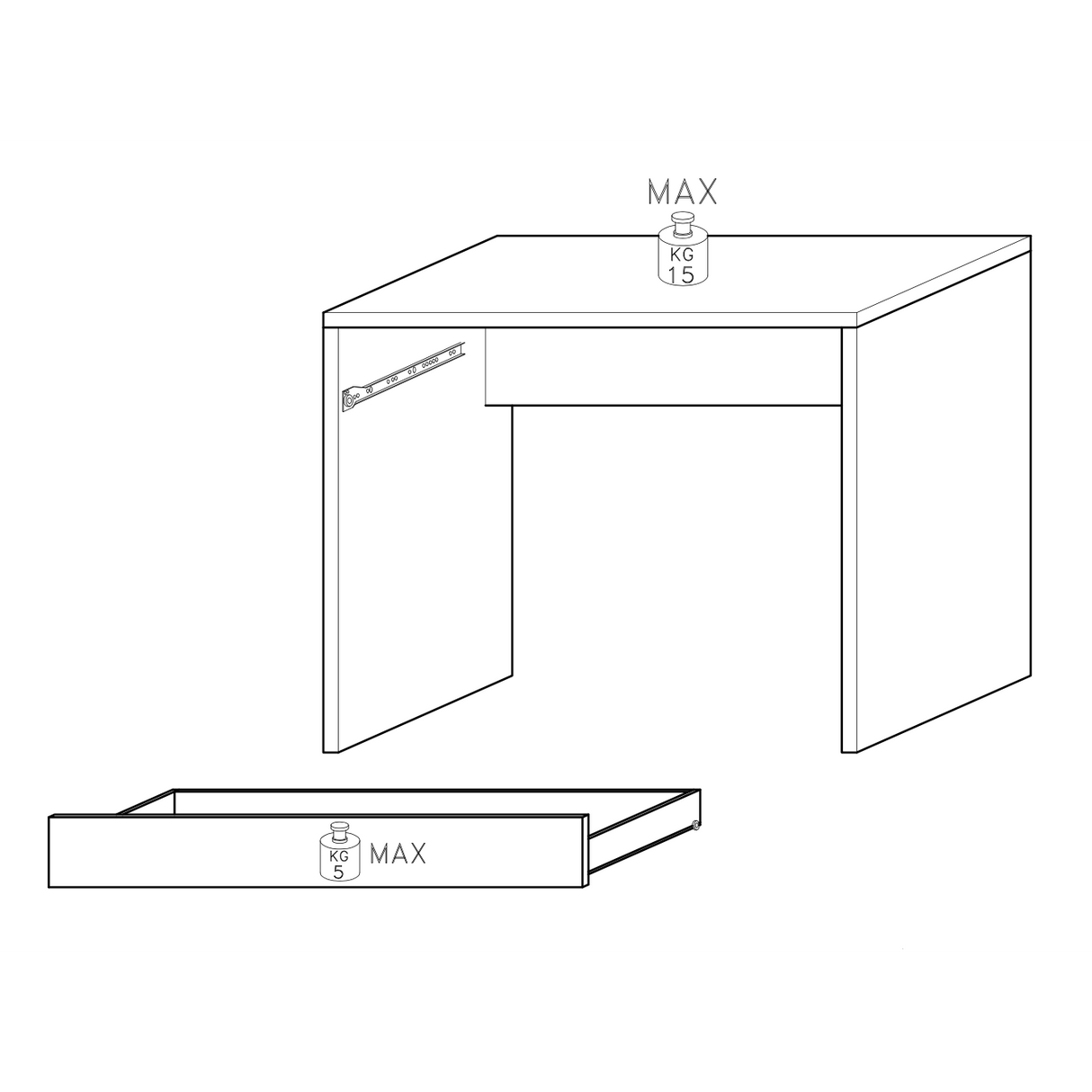 Kompact Large White Gloss Home Office Desk Study Table - FurniComp