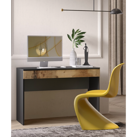 Kompact Large Black and Pero Oak Home Office Desk Study Table - FurniComp