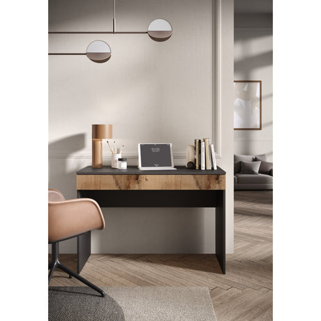 Kompact Large Black and Pero Oak Dressing Table - FurniComp