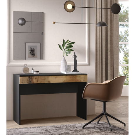 Kompact Large Black and Pero Oak Dressing Table - FurniComp