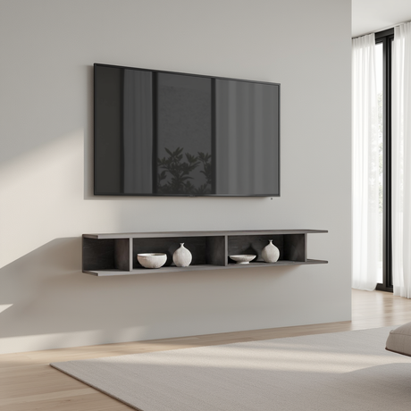 Combo 138cm Floating Wall Hung TV Shelf - Lead Grey COM-43-08 - FurniComp