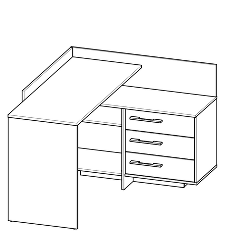 Lexi White and Oak 3 Drawer Corner Home Office Desk - FurniComp