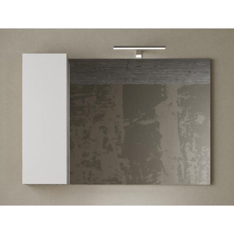 Lorenzo 110cm White Gloss & Concrete Grey Mirrored Bathroom Cabinet With LED Light - FurniComp