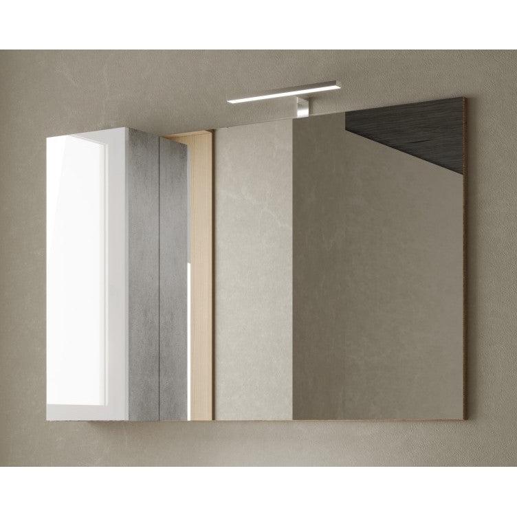 Lorenzo 110cm White Gloss & Concrete Grey Mirrored Bathroom Cabinet With LED Light - FurniComp