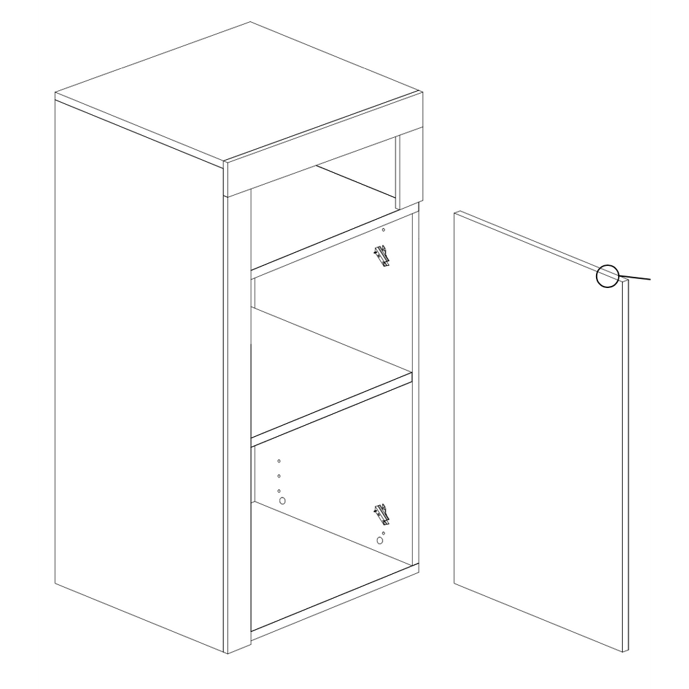 Lorenzo 1 Door White Gloss and Cadiz Oak Small Bathroom Storage Cabinet - FurniComp