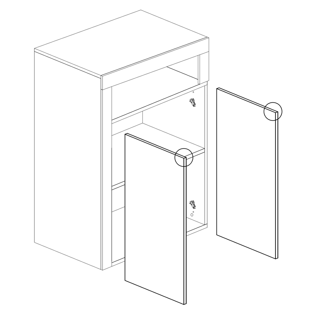 Lorenzo 2 Door White Gloss and Cadiz Oak Large Bathroom Storage Cabinet - FurniComp